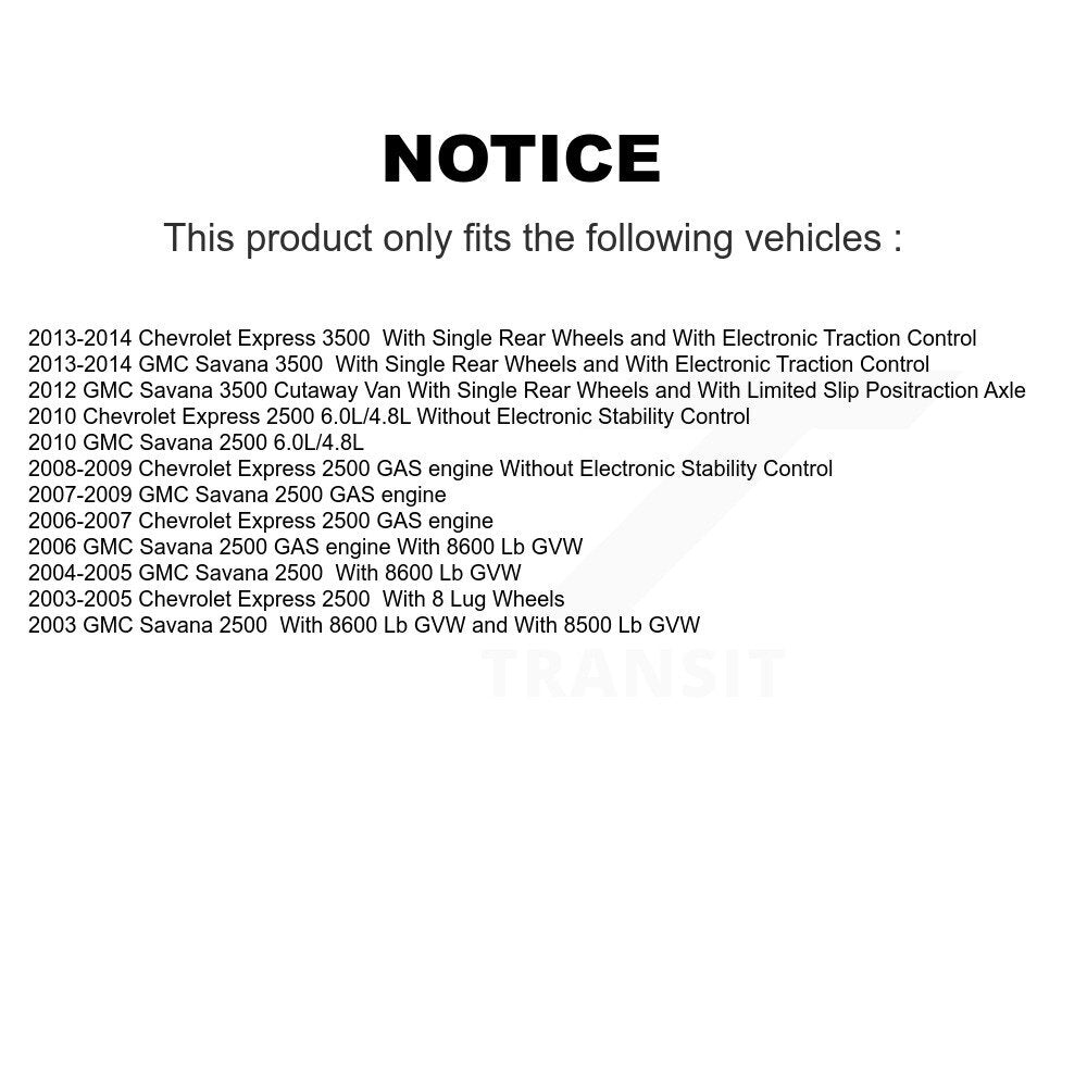 Kit de rotor de frein arrière et de plaquettes semi-métalliques pour Chevrolet GMC Express 2500 Savan