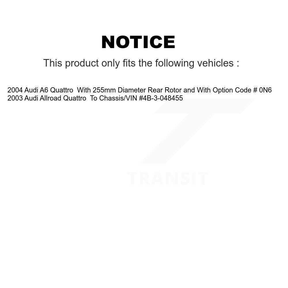 Kit de disques de frein à disque arrière et plaquettes semi-métalliques pour Audi A6 Quattro Allroad