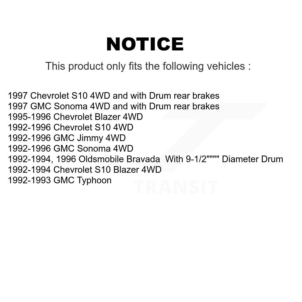 Rotors de frein avant et arrière, Kit de plaquettes et tambours semi-métalliques (7 pièces) pour Chevrolet S10 GM
