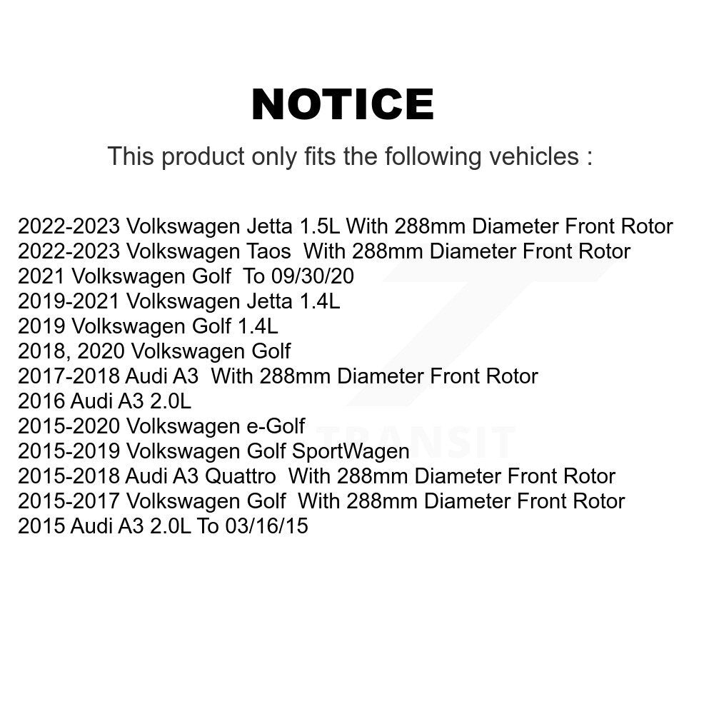 Kit de plaquettes de frein semi-métalliques pour Rotors de frein avant, pour Volkswagen Jetta Golf SportWagen A