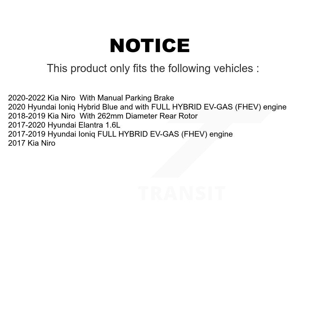 Rotor de frein à disque arrière et Kit de plaquettes semi-métalliques pour Hyundai Elantra Ioniq Kia Nir