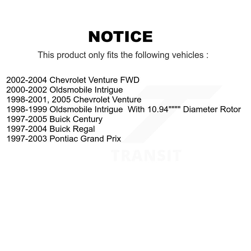Kit de plaquettes semi-métalliques de Rotor de frein avant et arrière, pour Buick Century Chevrolet Ventur