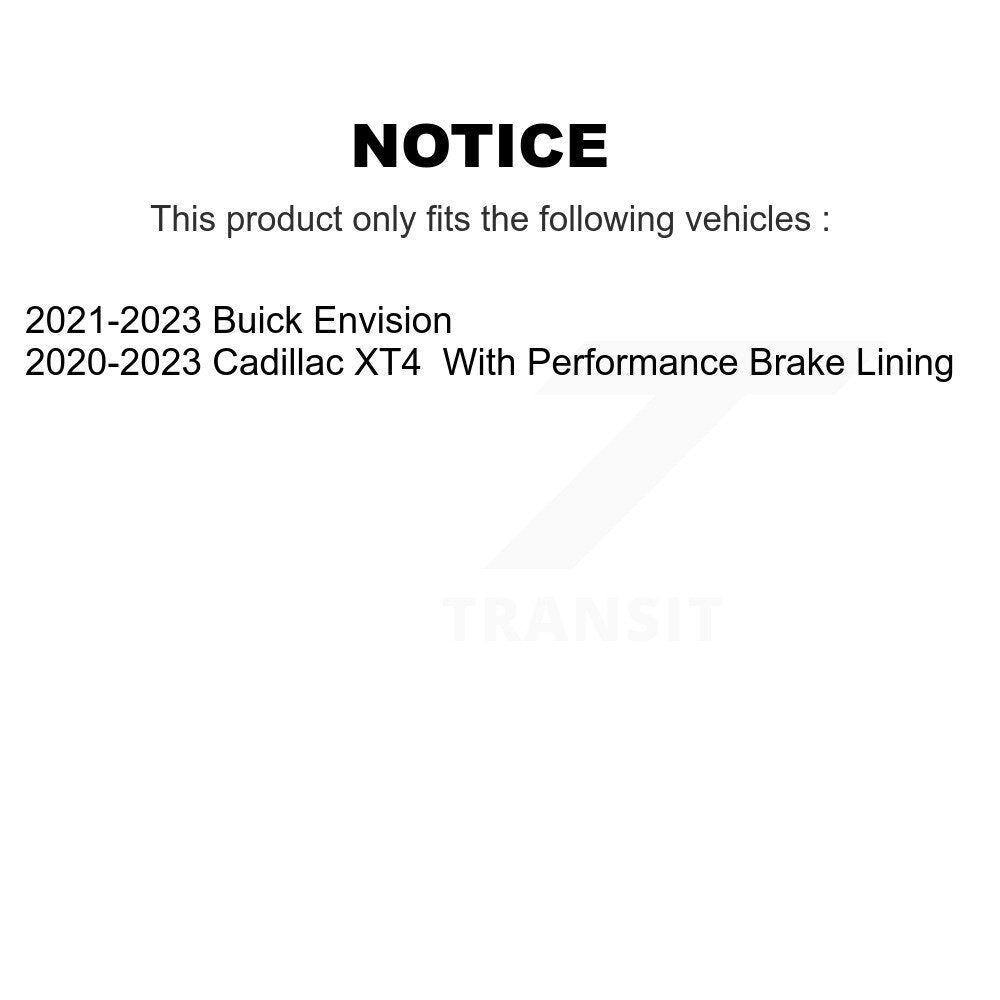 Rotor de frein à disque avant et Kit de plaquettes semi-métalliques pour Buick Envision Cadillac XT