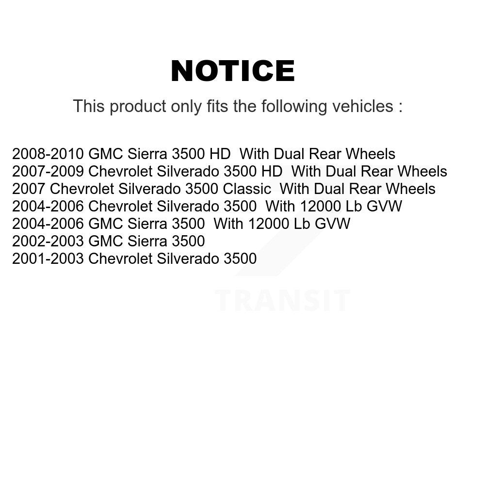 Kit de chaussures de stationnement avec disques semi-métalliques, Rotors à disque arrière, pour Chevrolet GMC 3500 HD
