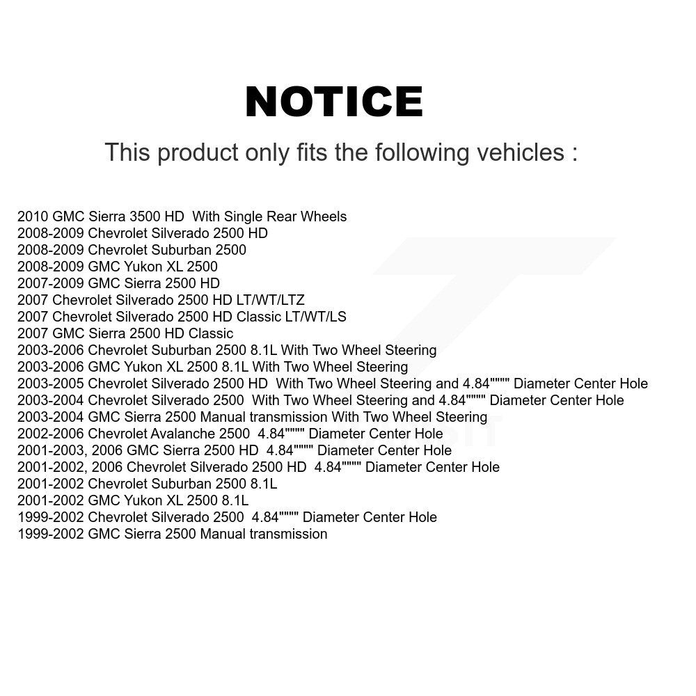 Kit de quincaillerie pour chaussures de stationnement, Rotors à disque arrière, plaquettes semi-métalliques, pour Chevrolet HD