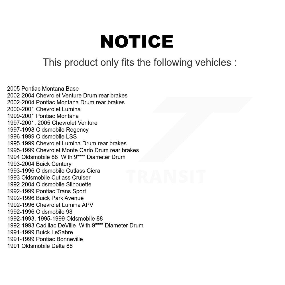 Kit de chaussures de tambour de frein arrière, pour Pontiac Buick Montana Century Chevrolet Venture 8