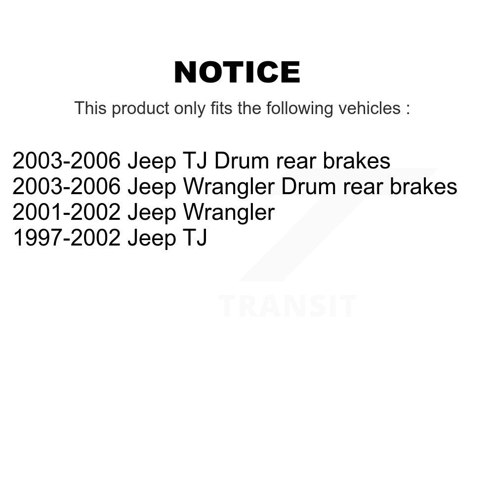 Kit de chaussures de tambour de frein arrière pour Jeep Wrangler TJ K8N-100072