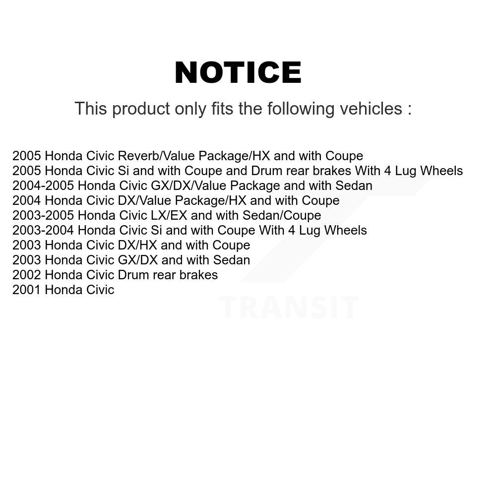 Kit de patins de tambour de frein arrière pour Honda Civic K8N-100150