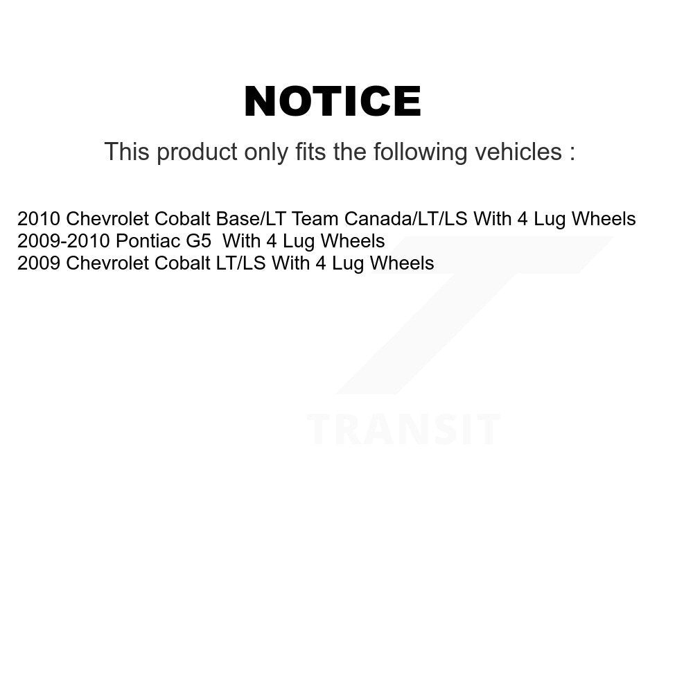 Kit de chaussures de tambour de frein arrière, pour Chevrolet Cobalt Pontiac G5 avec 4 roues à écrous