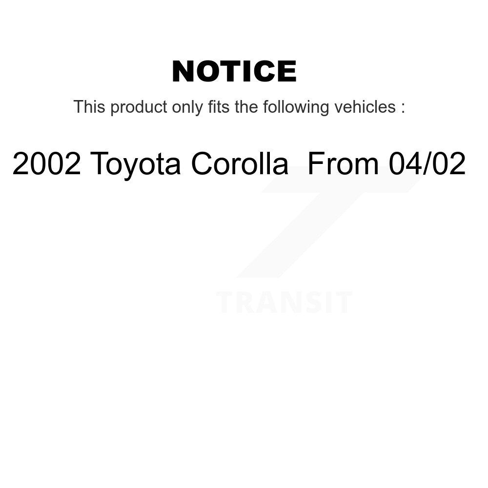 Chaussures de tambour de frein arrière et kit de ressorts pour Toyota Corolla 2002 à partir de 04 02