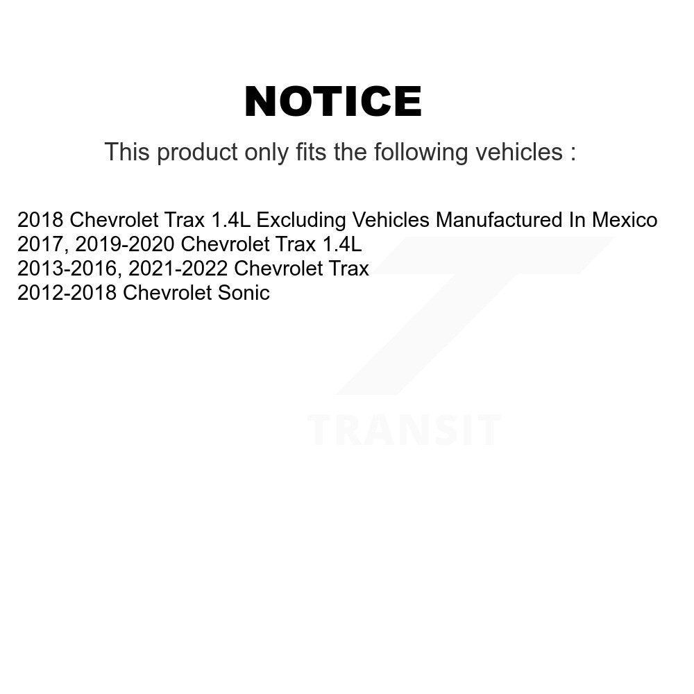 Chaussures de tambour de frein arrière et Kit de ressorts pour Chevrolet Trax Sonic K8N-100636