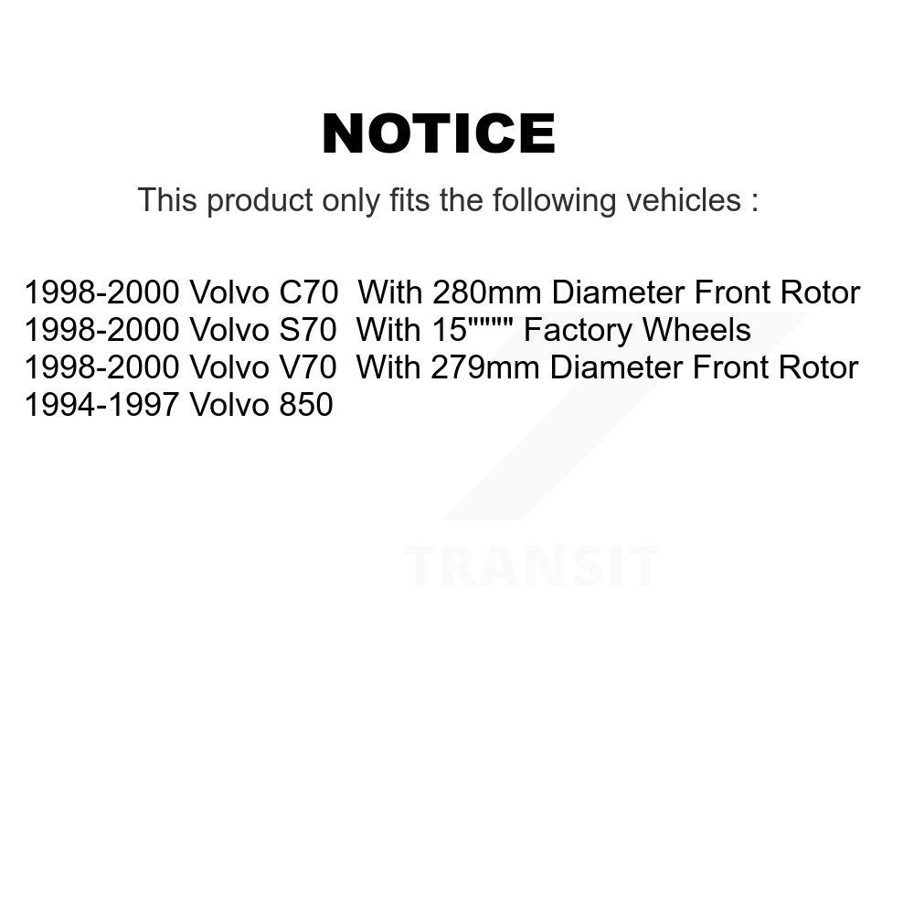 Kit de rotors de frein à disque avant et plaquettes semi-métalliques pour Volvo S70 850 V70 C70