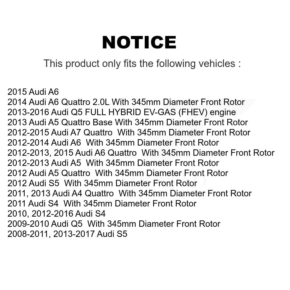 Rotors de frein avant et Kit de plaquettes semi-métalliques pour Audi Q5 A4 Quattro S4 S5 A6 A7 A