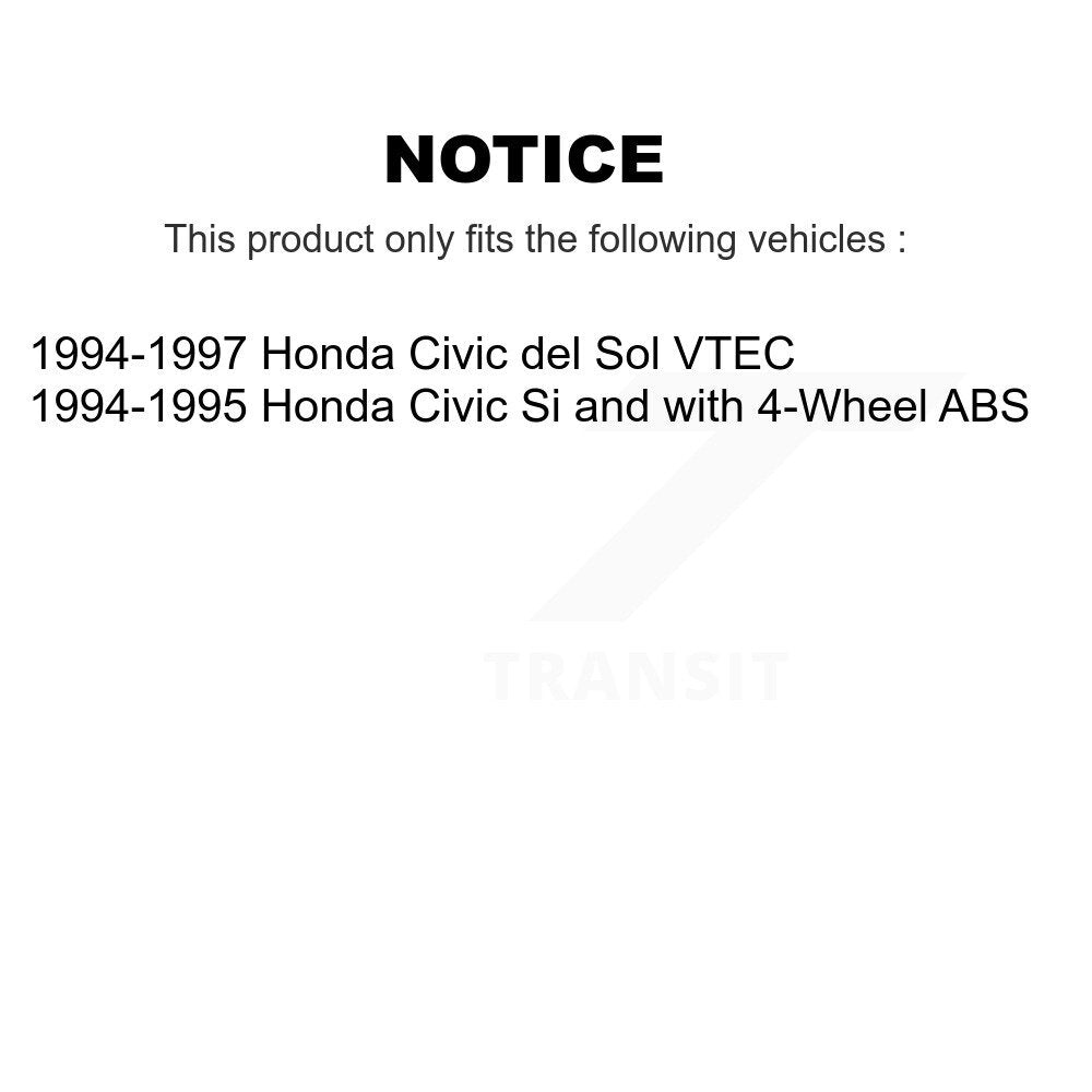Kit de rotors de frein à disque avant et arrière et plaquettes semi-métalliques pour Honda Civic del Sol