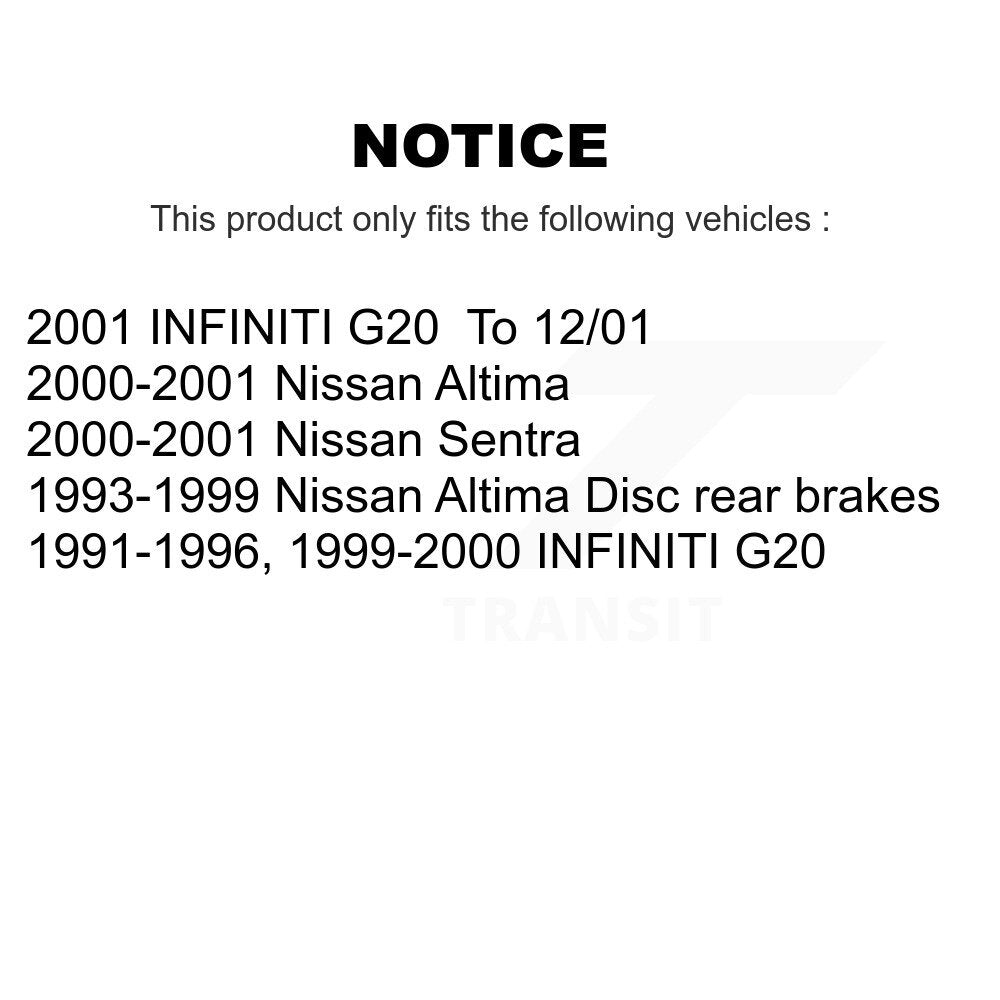 Kit de rotor de frein arrière et de plaquettes semi-métalliques pour Nissan Altima Sentra INFINITI G2