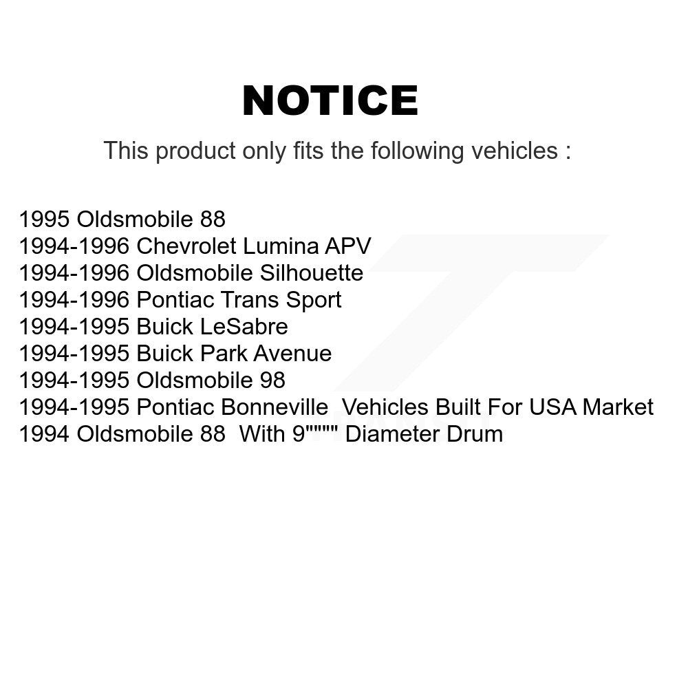 Kit de tambour à plaquettes semi-métalliques pour Rotor de frein avant et arrière (9 pièces) pour Buick LeSabre 88 AP