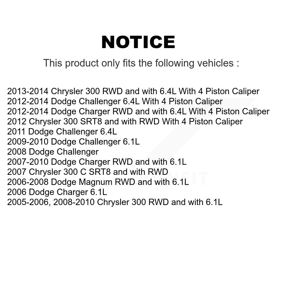 Kit de plaquettes de Rotor de frein, roulement de moyeu avant, pour Dodge Chrysler 300 Charger Challenge