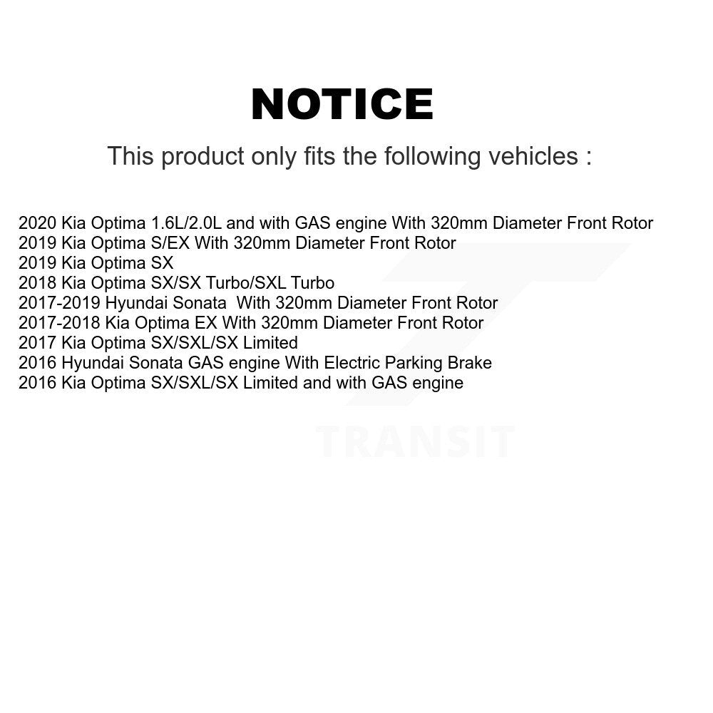 Ensemble de roulement de moyeu avant, Rotor de frein et Kit de plaquettes pour Hyundai Sonata Kia Optim