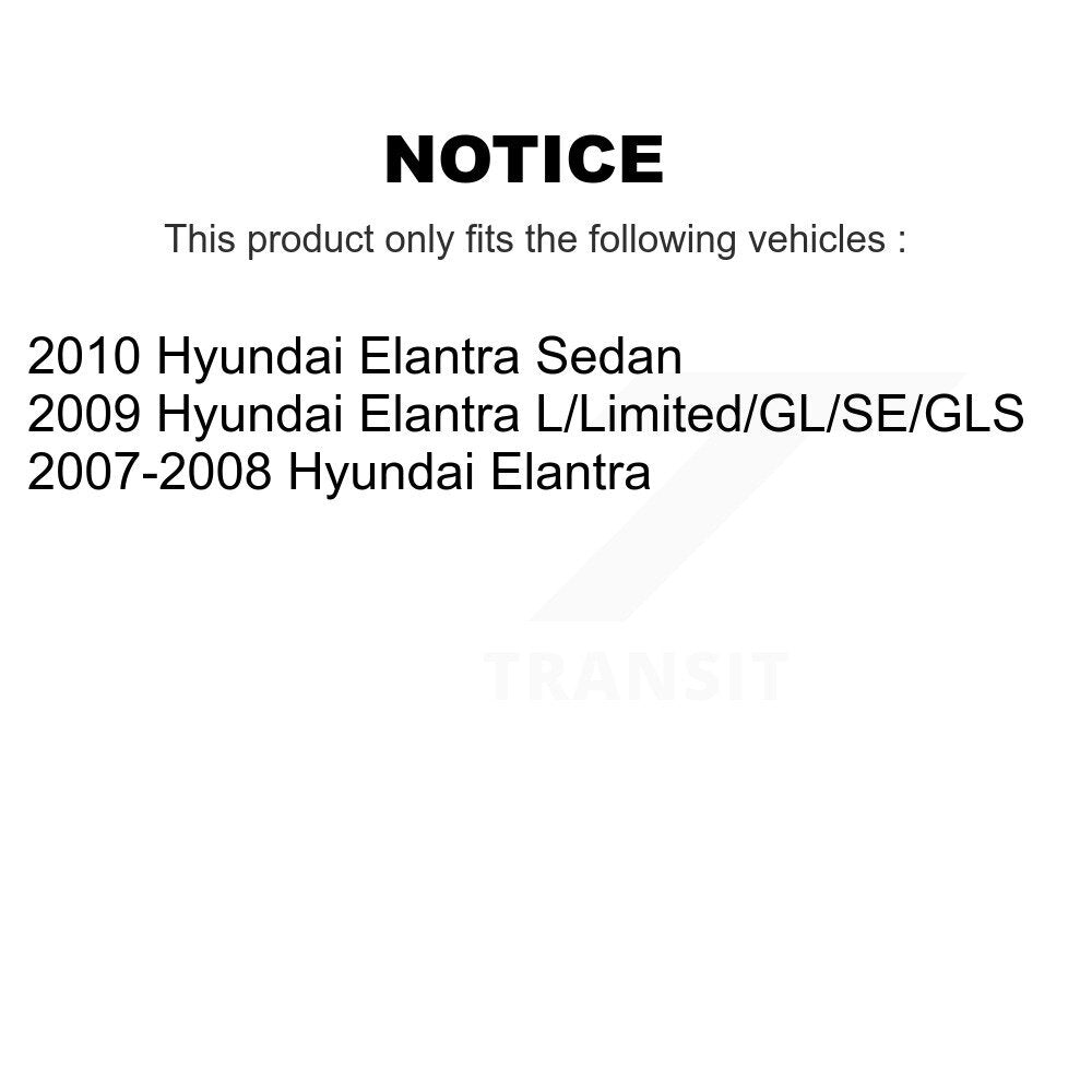 Kit de rotors et plaquettes de frein à disque enduits de roulement de roue avant pour Hyundai Elantra