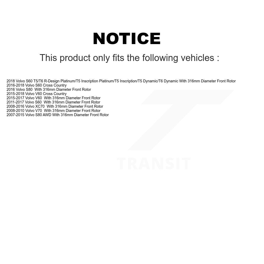 Kit de plaquettes de Rotor de frein, roulement de moyeu avant, pour Volvo XC70 S60 V60 S80 Cross V7