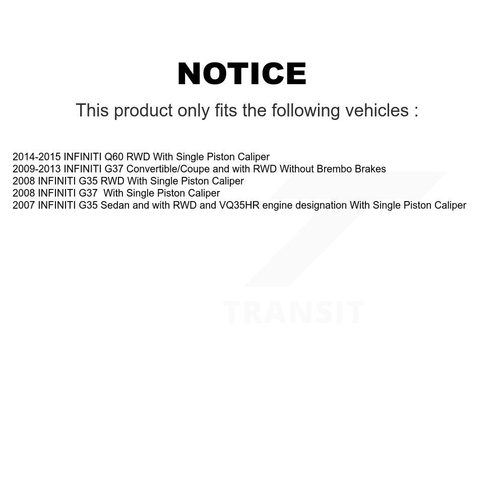 Ensemble de roulement de moyeu avant, Rotor de frein et Kit de plaquettes revêtus pour INFINITI G37 G35 Q6