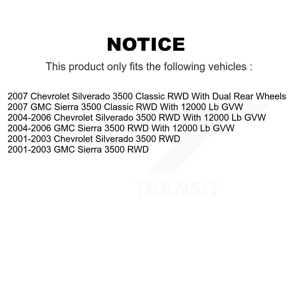 Kit de Rotor et plaquettes de frein, roulement de moyeu avant, pour Chevrolet GMC Sierra 3500 Silverad