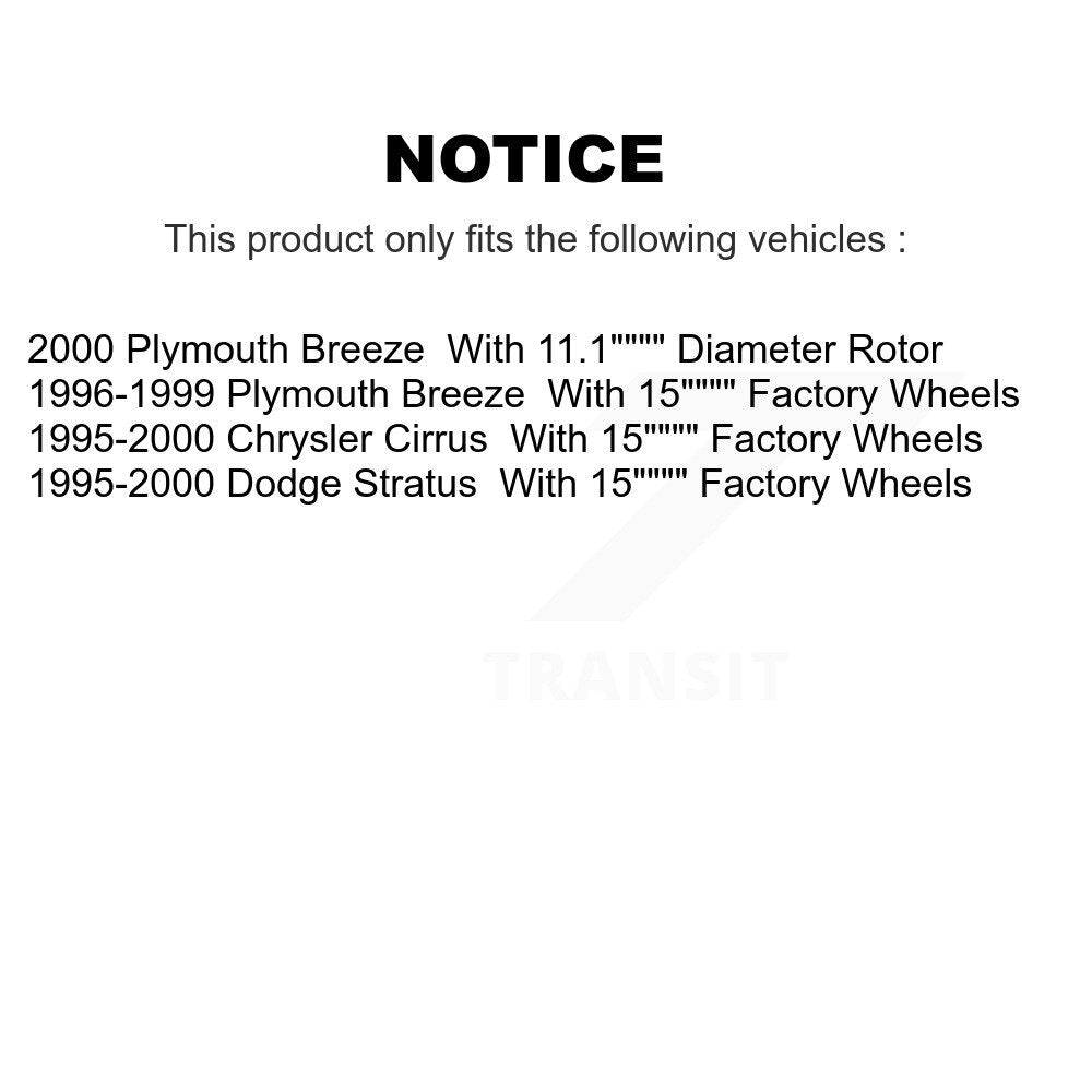 Kit de plaquettes de Rotor de frein, roulement de moyeu avant, pour Chrysler Cirrus Dodge Stratus Plymout