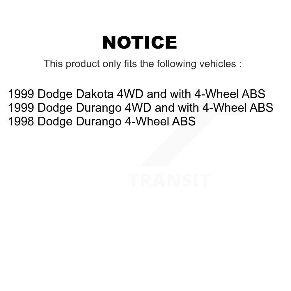 Ensemble de roulement de moyeu avant, Rotor de frein à disque et Kit de plaquettes pour Dodge Dakota Durang