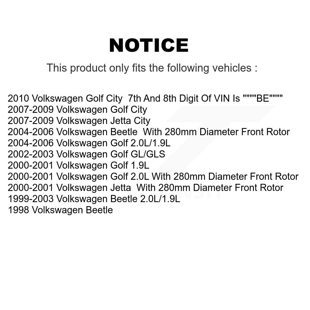 Kit de plaquettes de Rotor de frein, roulement de moyeu avant et arrière (10 pièces) pour Volkswagen Golf City Jett