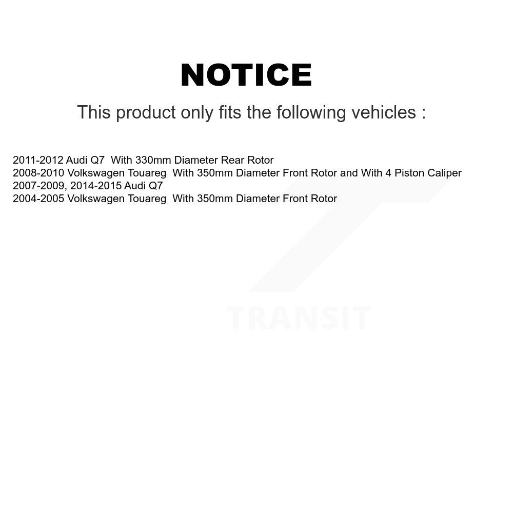 Kit de Rotor et plaquettes de frein à roulement avant et arrière (10 pièces) pour Audi Q7 Volkswagen Touare
