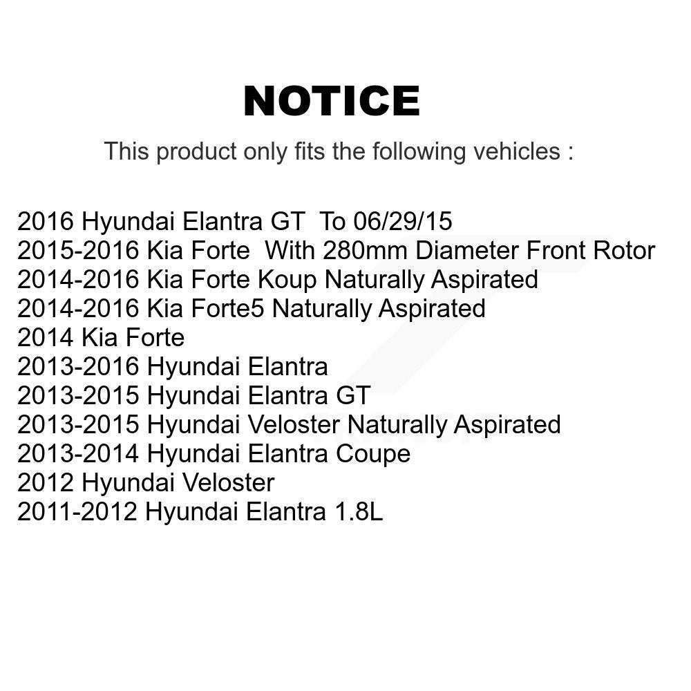 Kit de Rotor et de plaquettes de frein, roulement de moyeu avant et arrière (10 pièces) pour Hyundai Elantra GT Ki