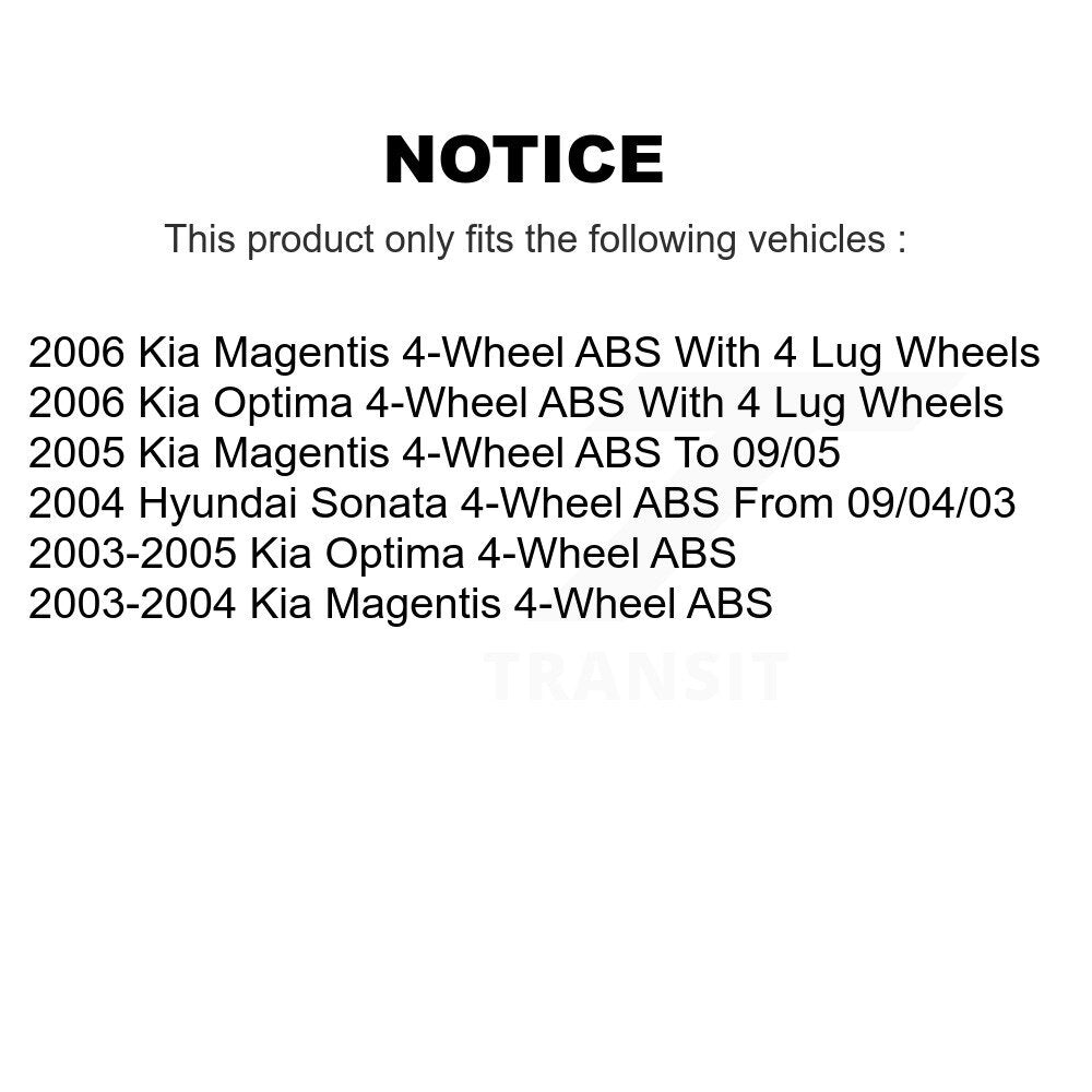 Kit de plaquettes de Rotor de frein, roulement de moyeu avant et arrière (10 pièces), pour Hyundai Sonata Kia Optim