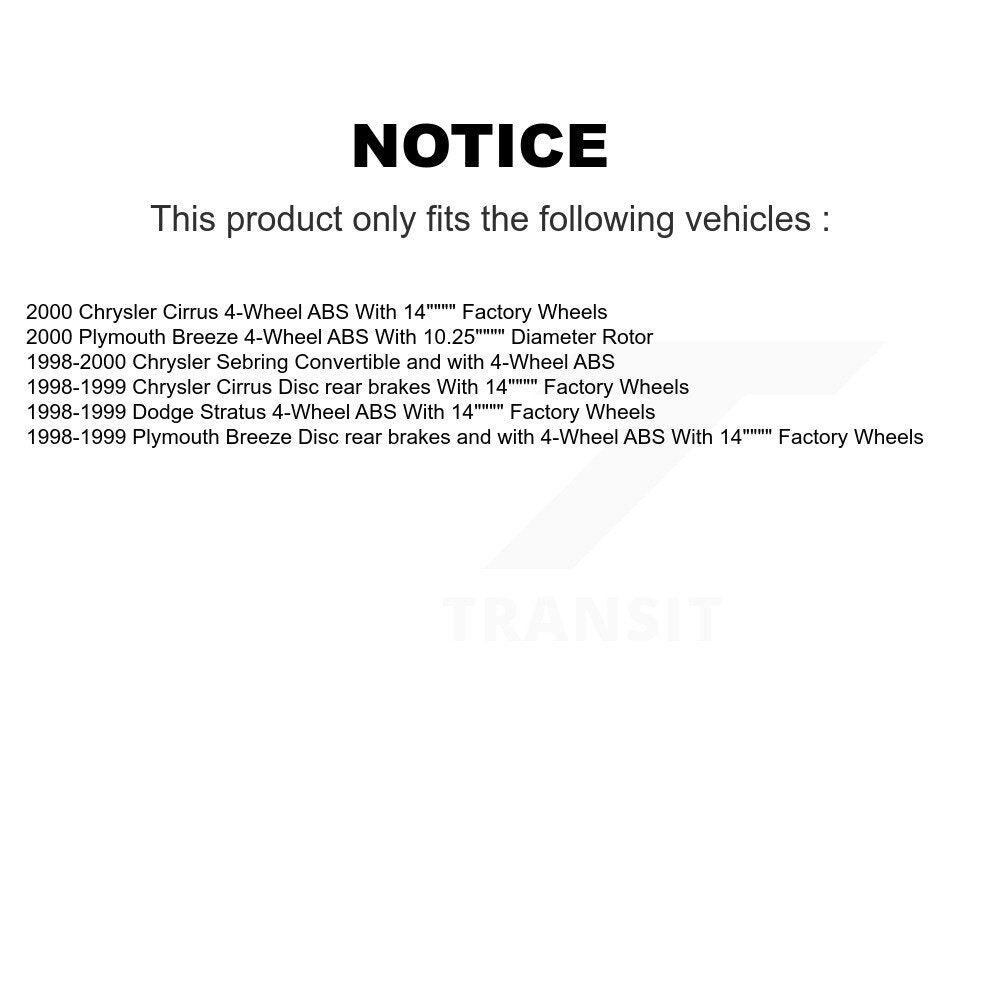 Kit de Rotor et plaquettes de frein, roulement de moyeu avant et arrière (10 pièces) pour Chrysler Sebring Cirru