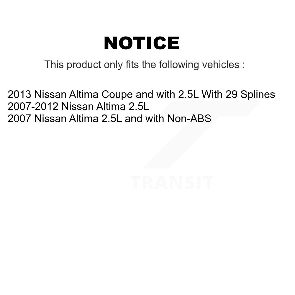 Kit de rotors et plaquettes de frein à disque, roulements de moyeu avant et arrière (10 pièces) pour Nissan Altima