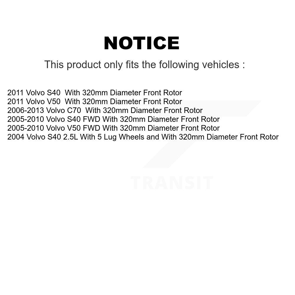 Kit de Rotor et de plaquettes de frein à disque, roulement de moyeu avant et arrière (10 pièces) pour Volvo S40 V50 C7