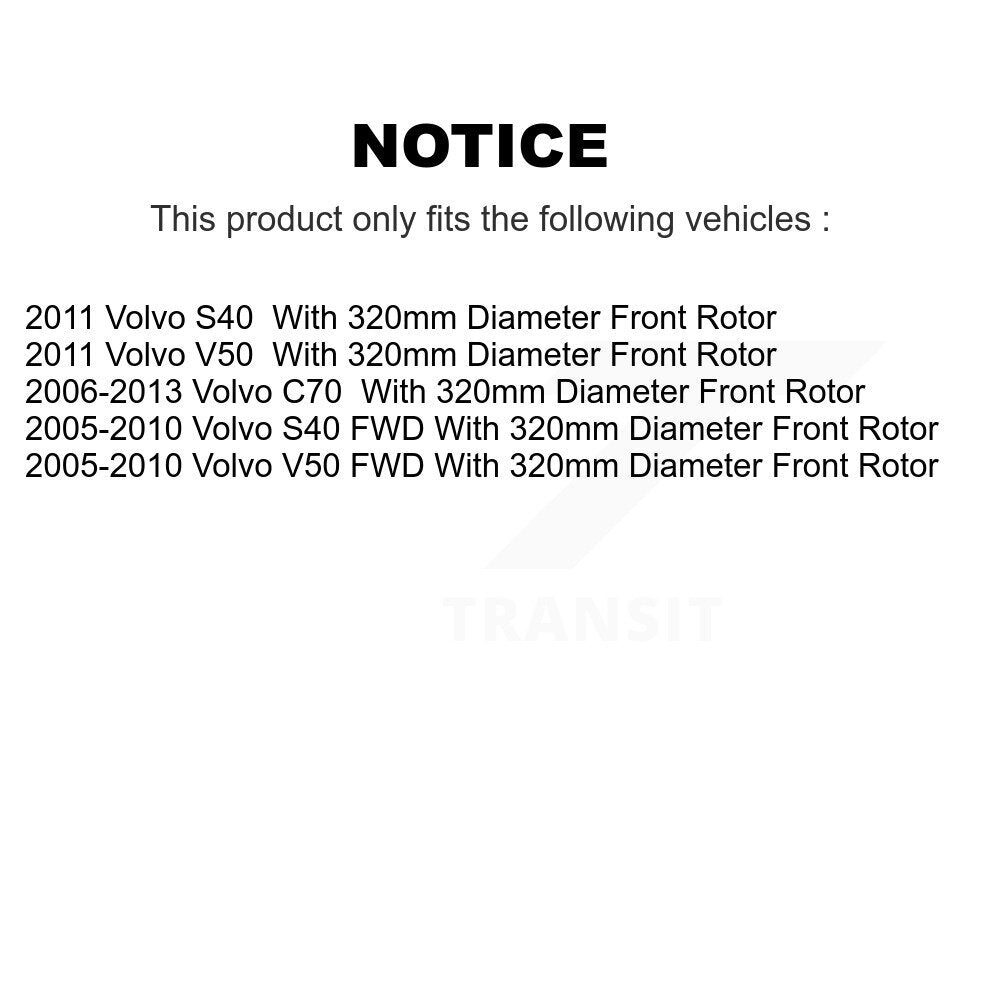Kit de Rotor et de plaquettes de frein à disque, roulement de moyeu avant et arrière (10 pièces) pour Volvo S40 V50 C7
