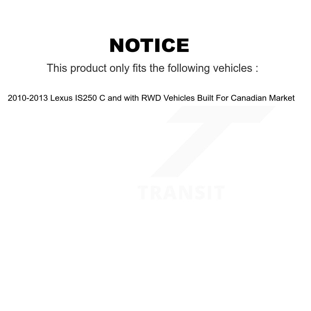 Kit de rotors et plaquettes de frein à disque revêtus de roulement de moyeu avant et arrière (10 pièces) pour Lexus IS25