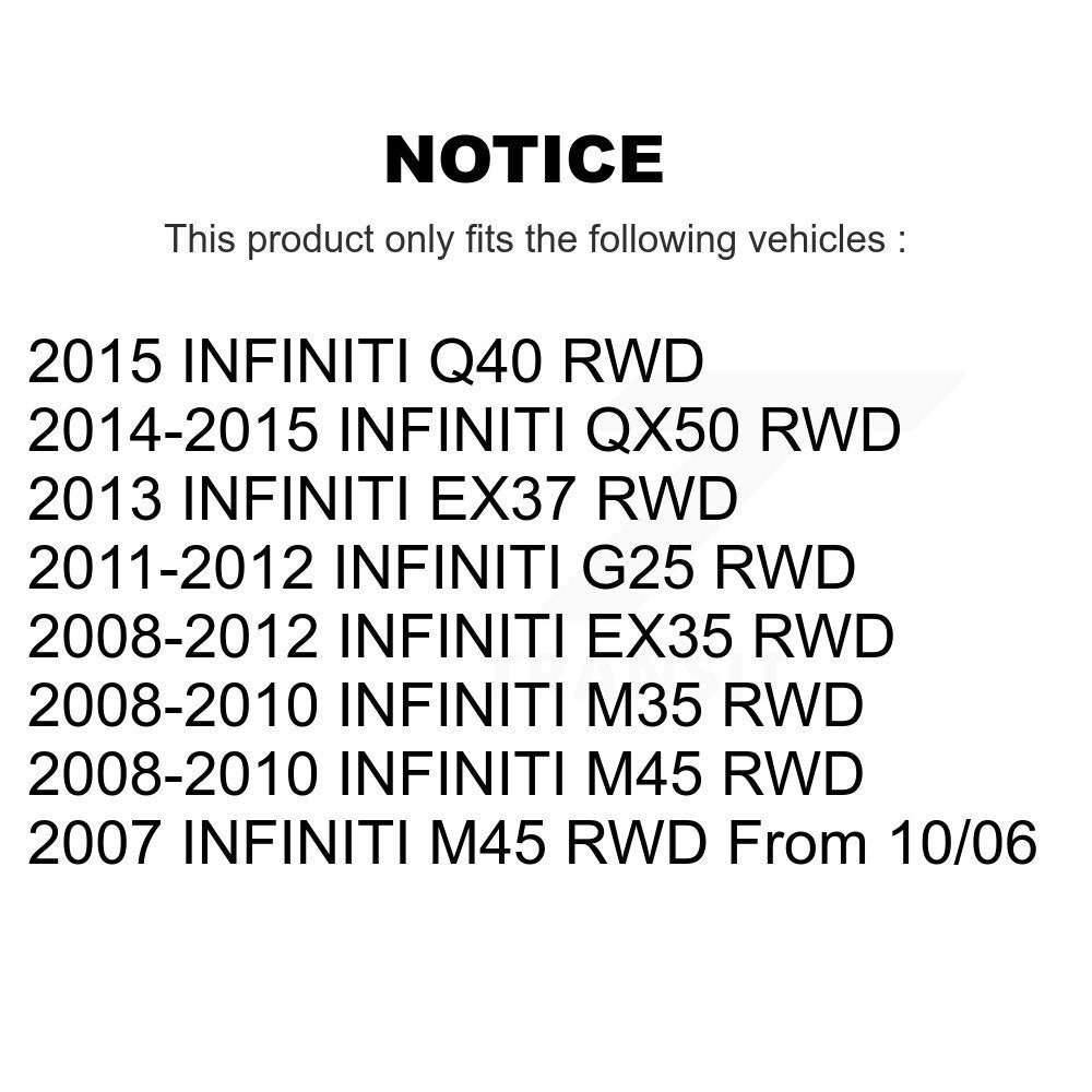 Kit de plaquettes de rotor de frein enduites de roulement de moyeu avant et arrière (10 pièces) pour INFINITI EX35 QX5