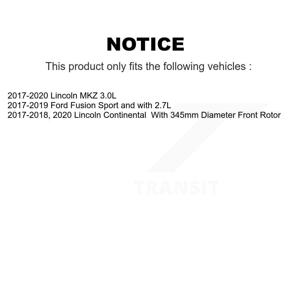 Kit de Rotor et de plaquettes de frein à fente percée, roulement de moyeu avant, pour Ford Fusion Lincoln MK