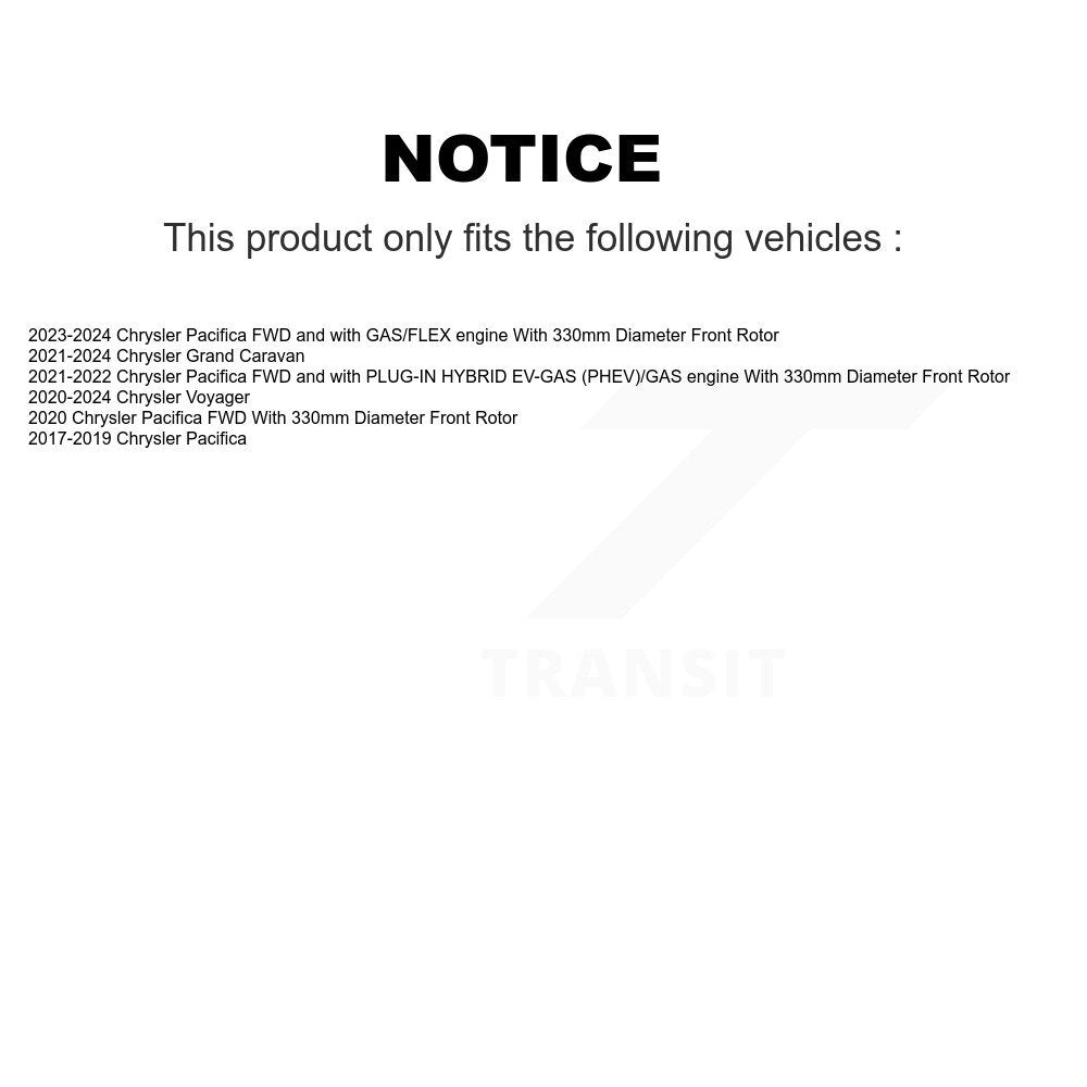 Kit de plaquettes de Rotor de frein enduit de roulement de moyeu avant, pour Chrysler Pacifica Grand Carava