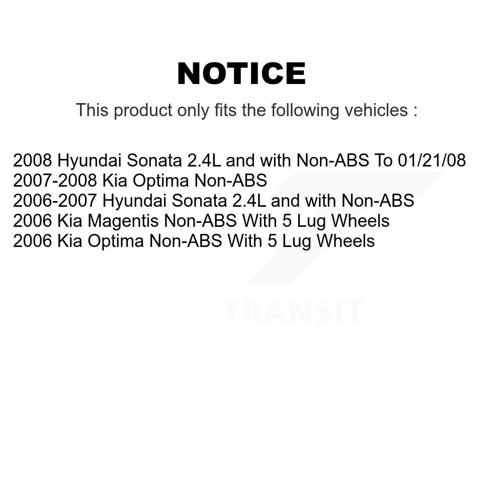 Kit de plaquettes de Rotor de frein, roulement de moyeu avant et arrière (10 pièces), pour Hyundai Sonata Kia Optim
