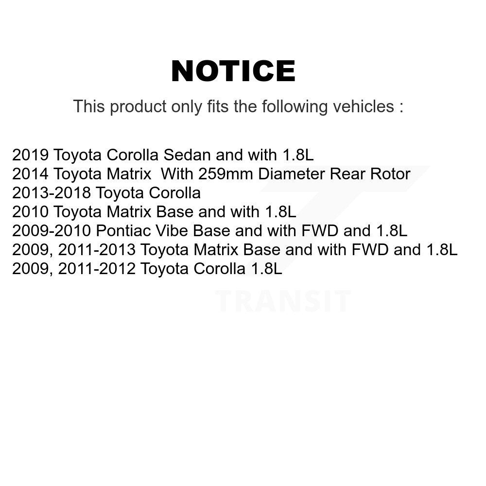 Kit de plaquettes de Rotor de frein, roulement de moyeu avant et arrière (10 pièces) pour Toyota Corolla Matri