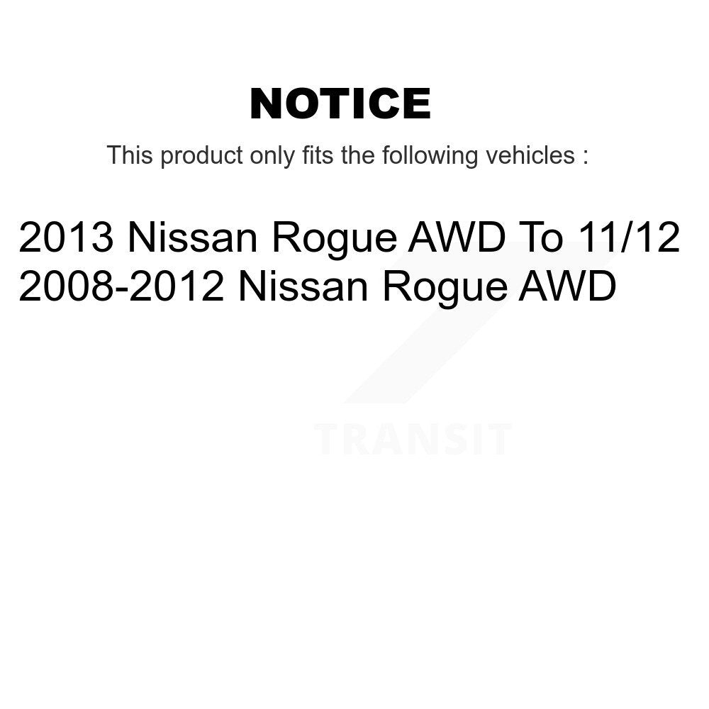 Kit de Rotor et plaquettes de frein à disque, roulement de moyeu avant et arrière (10 pièces) pour Nissan Rogue AW