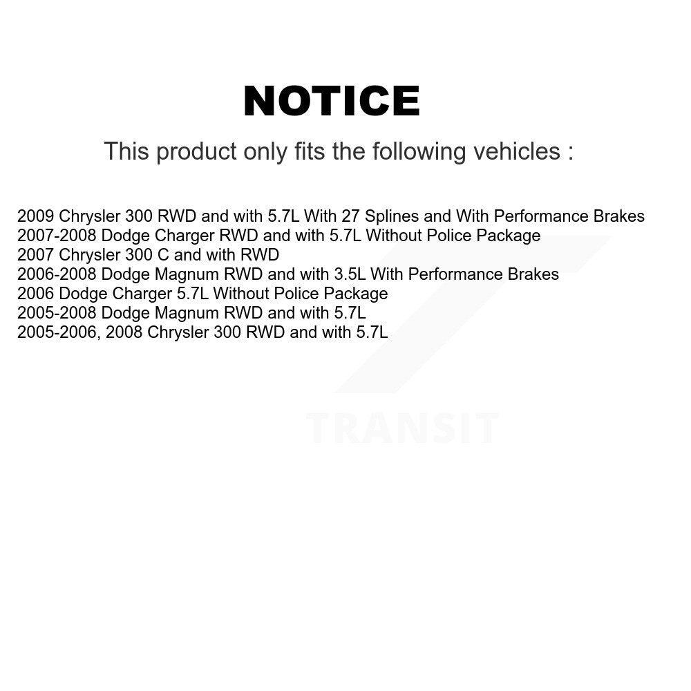 Kit de plaquettes de rotor de frein enduites de roulement de moyeu avant et arrière (10 pièces) pour Chrysler 300 Dodge