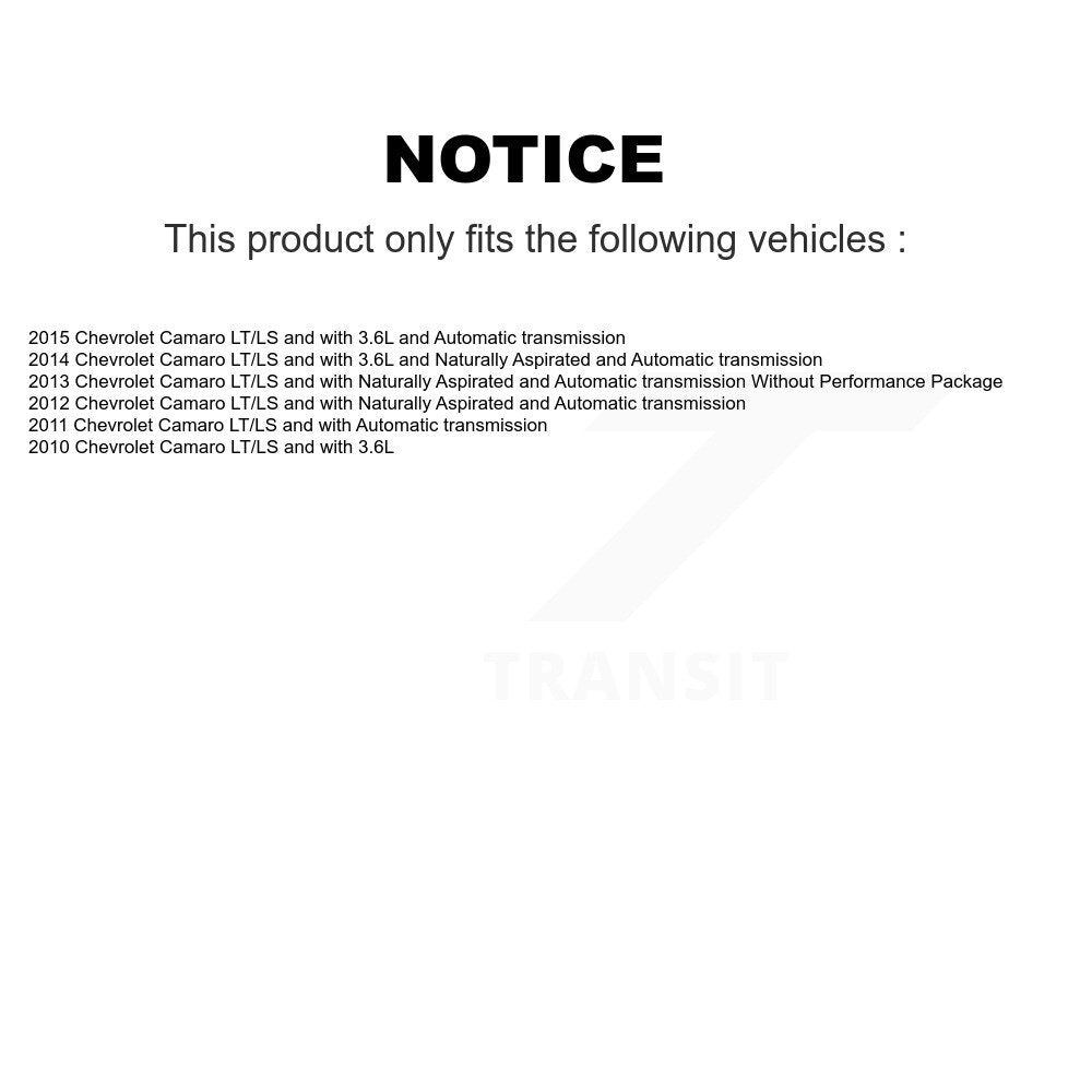 Kit de rotors et plaquettes de frein revêtus de roulement de moyeu avant et arrière (10 pièces) pour Chevrolet Camar