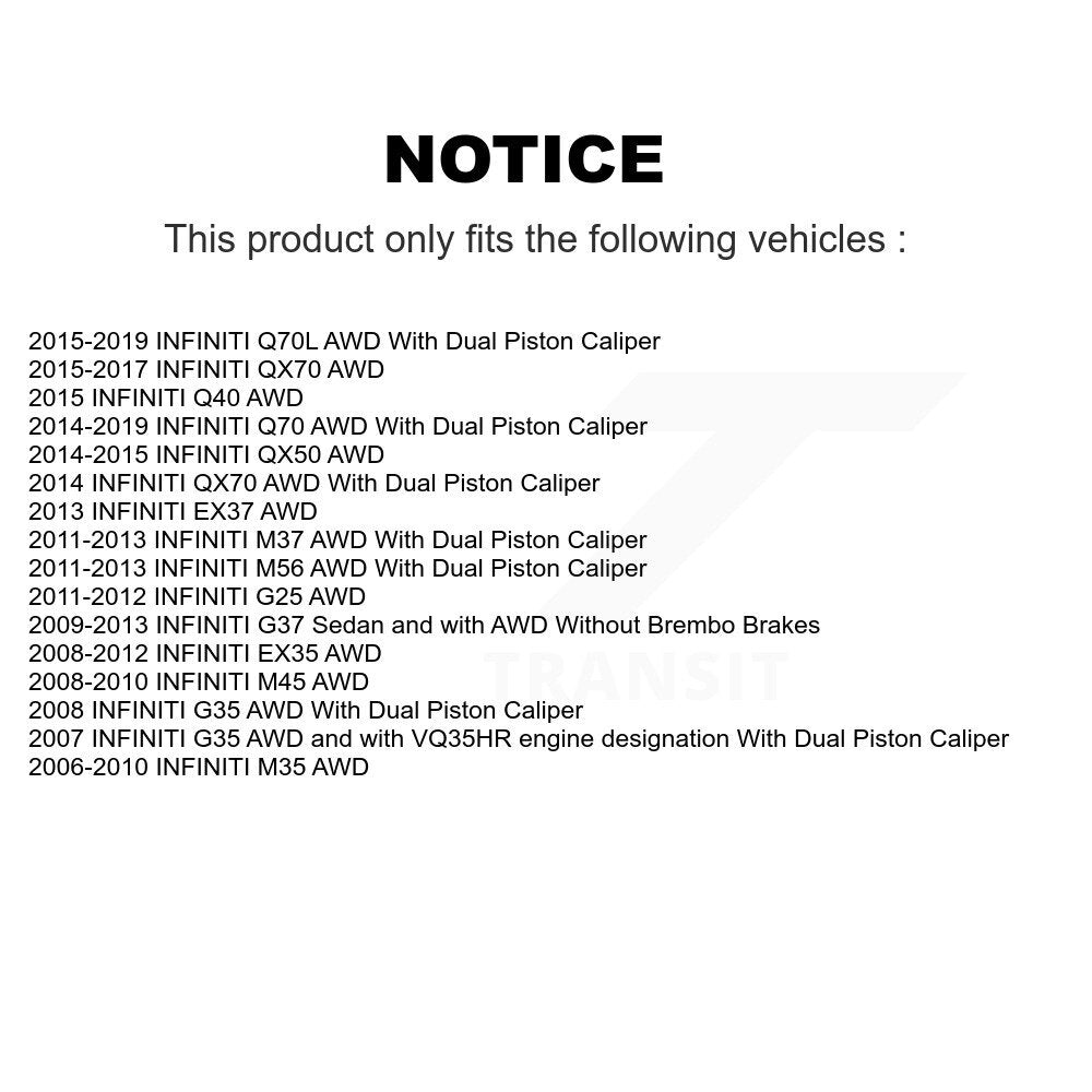Kit de plaquettes de Rotor de frein enduit de roulement de moyeu avant, pour INFINITI G37 EX35 G35 QX50 QX7