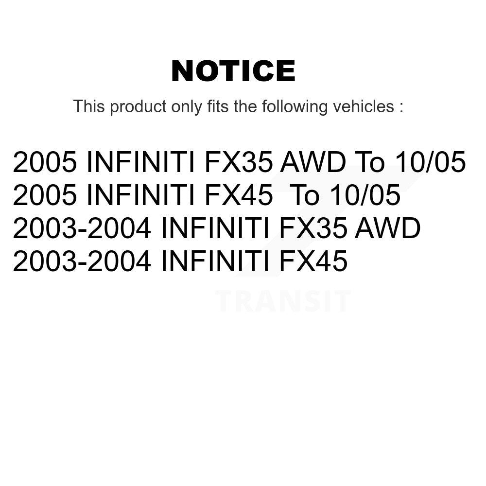 Ensemble de roulement de moyeu avant, Rotor de frein revêtu et Kit de plaquettes pour INFINITI FX35 FX4