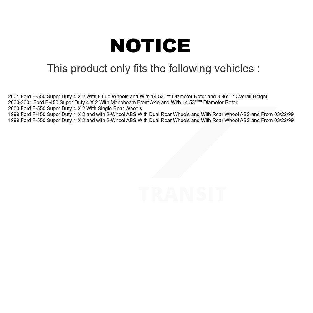 Ensemble de roulement de moyeu avant, Rotor de frein et Kit de plaquettes pour Ford F-550 Super Duty F-45