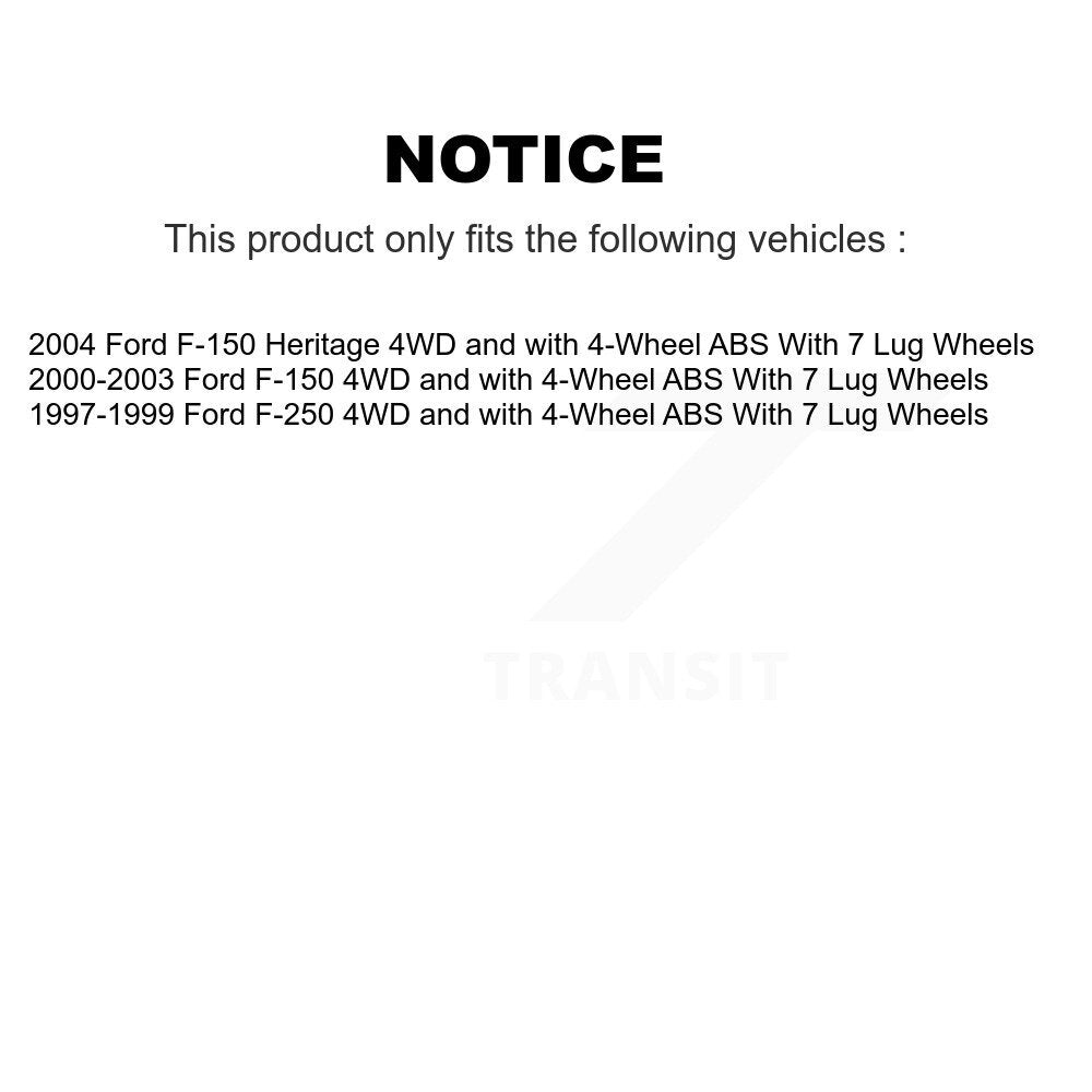 Ensemble de roulement de moyeu avant, Rotor de frein et Kit de plaquettes pour Ford F-150 F-250 Heritag