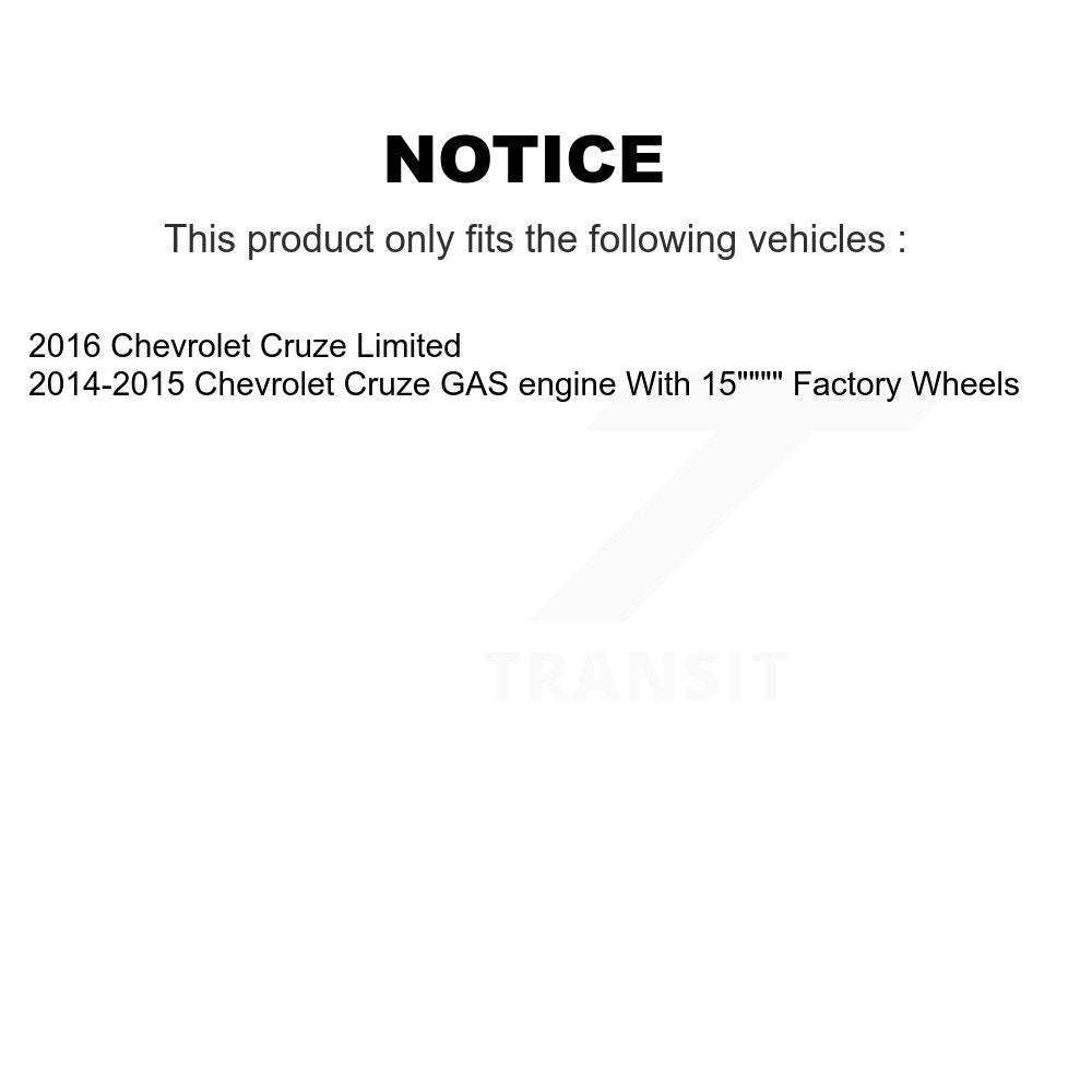 Kit de rotors et plaquettes de frein, roulement de moyeu avant et arrière (10 pièces) pour Chevrolet Cruze Limite